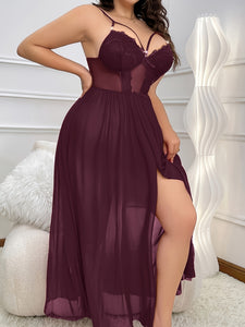 Despoena +  Semi-Transparent Lace Nightgown
