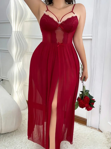 Despoena - Semi-Transparent Lace Nightgown