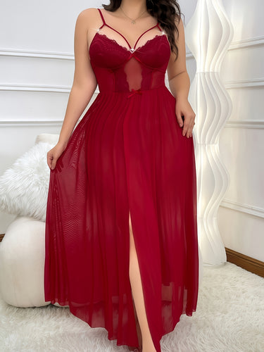 Despoena +  Semi-Transparent Lace Nightgown