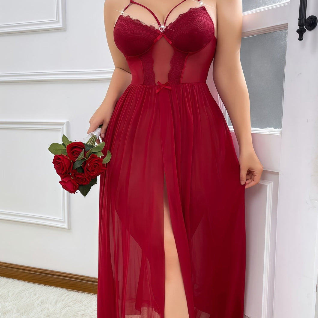 Despoena +  Semi-Transparent Lace Nightgown