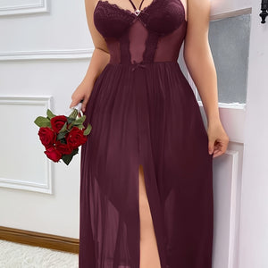 Despoena +  Semi-Transparent Lace Nightgown
